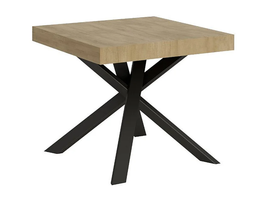 Petit table carrée extensible 90x90 à 194cm blanc et anthracite Karzy