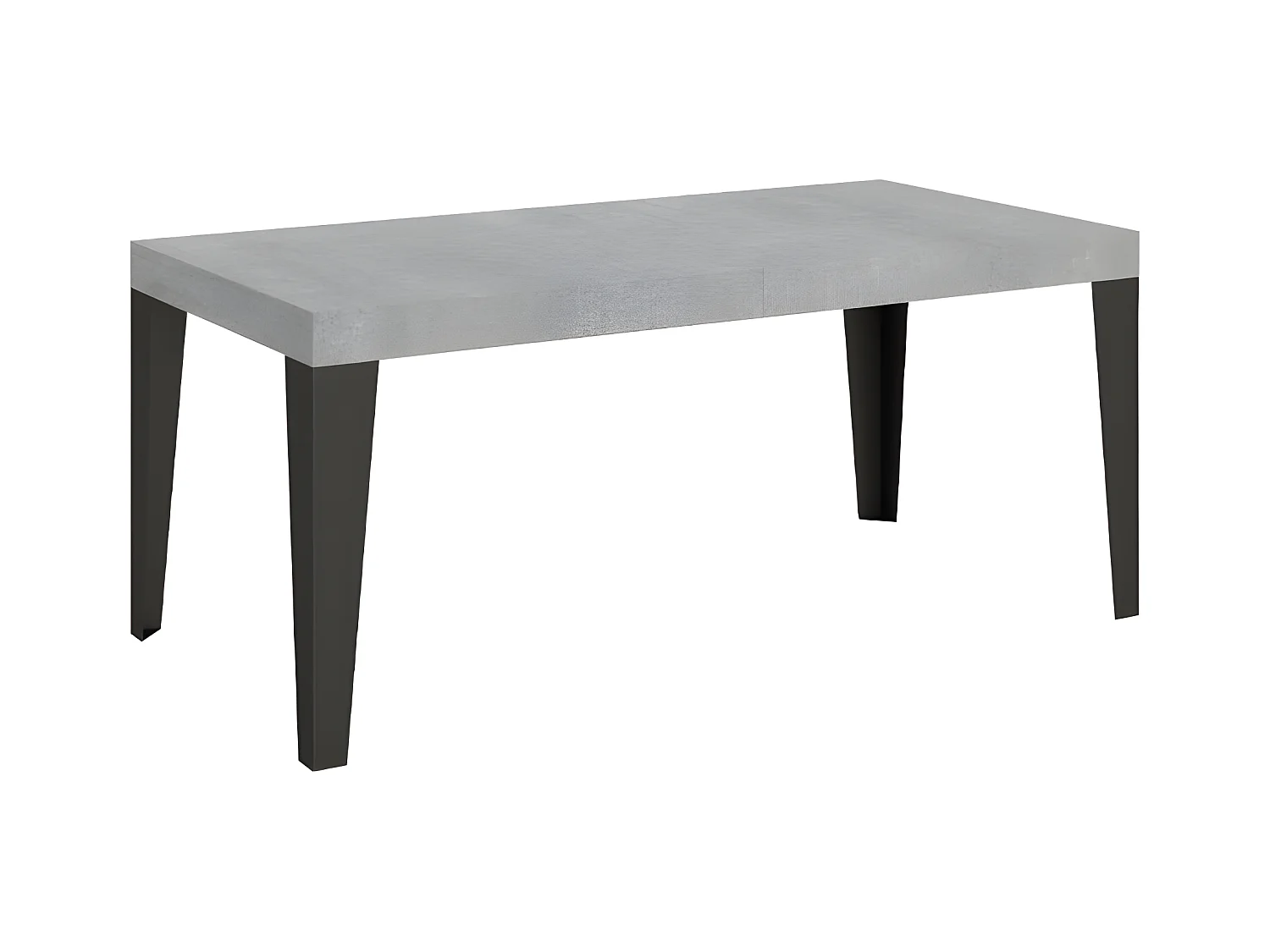 Table rectangulaire extensible 6 à 12 places L 160 à 264cm gris effet béton et pieds métal anthracite Flavio