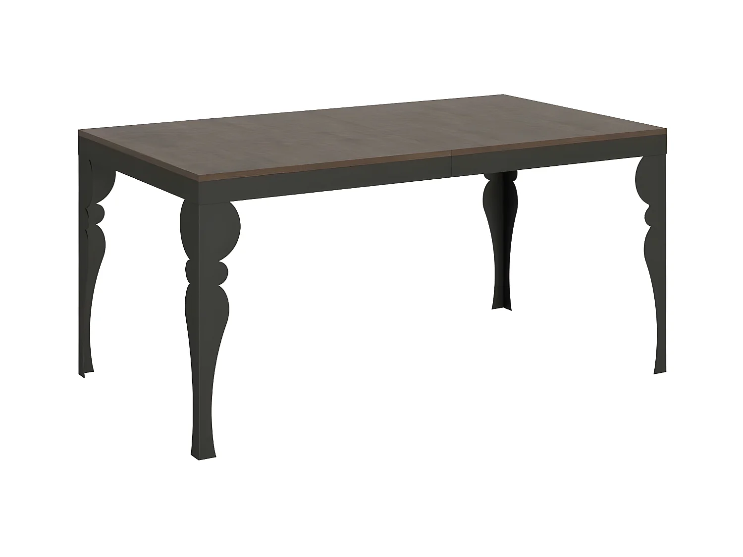 Table extensible 6 à 12 places L 160 à 264cm marron et pieds gris foncé Patone