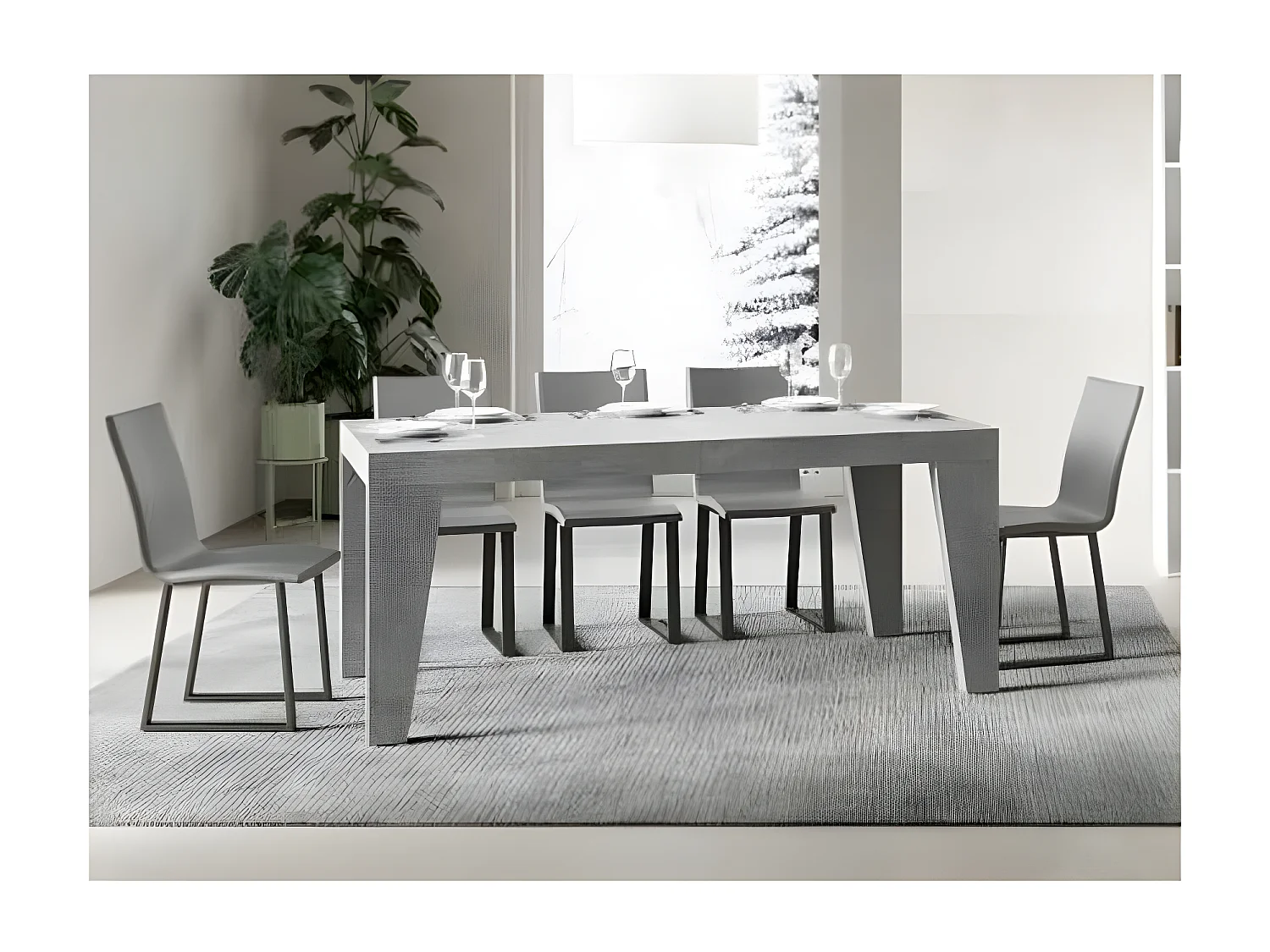 Table rectangulaire extensible 6 à 20 personnes L 180 à 440cm gris béton Naxo