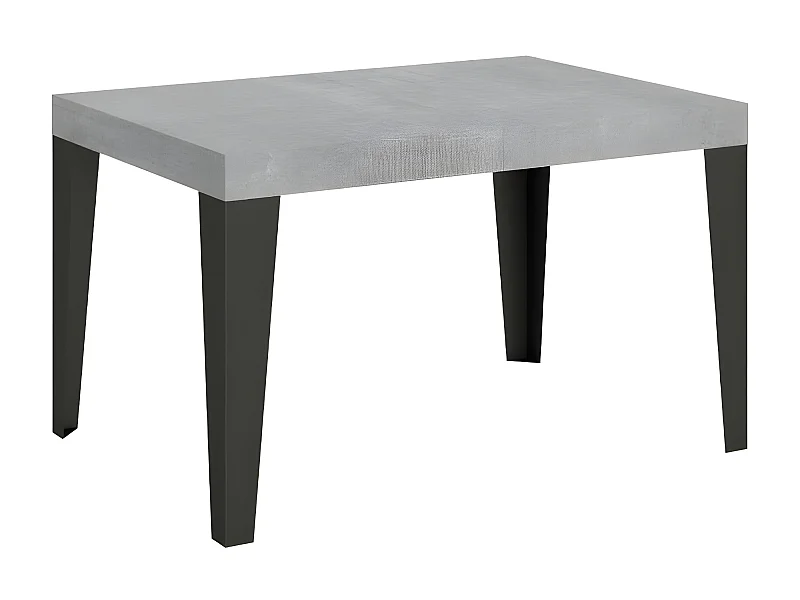 Table rectangulaire extensible 6 à 10 places L 130 à 234cm grise effet béton et pieds métal anthracite Flavio