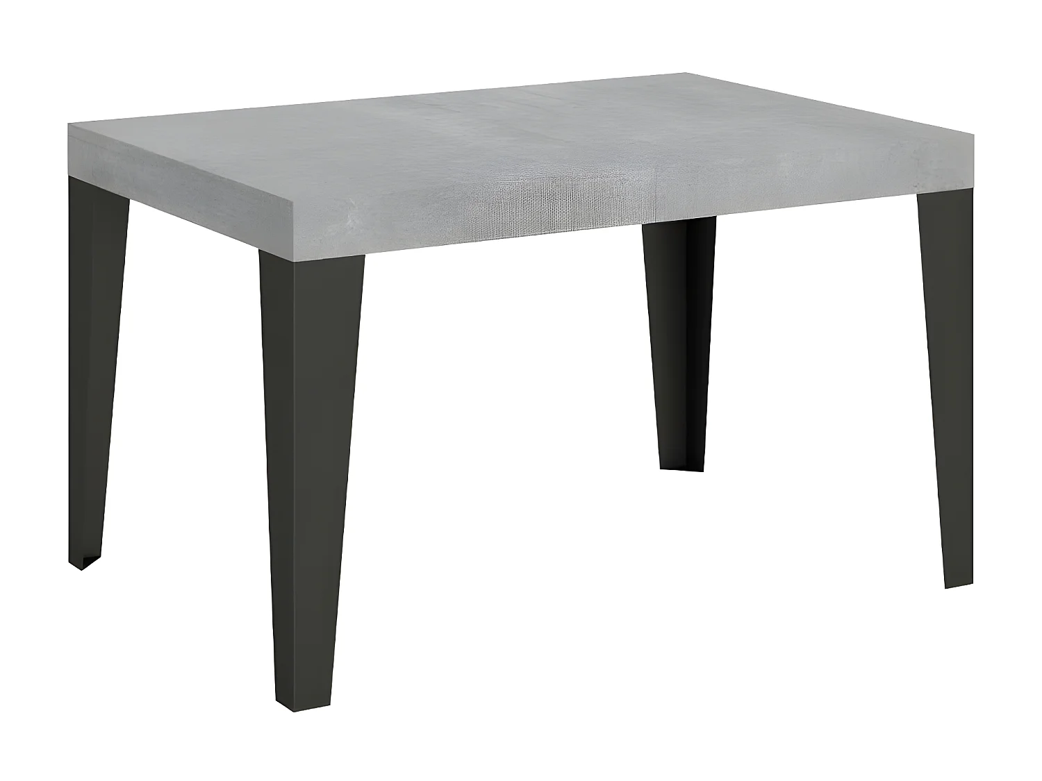 Table rectangulaire extensible 6 à 10 places L 130 à 234cm grise effet béton et pieds métal anthracite Flavio