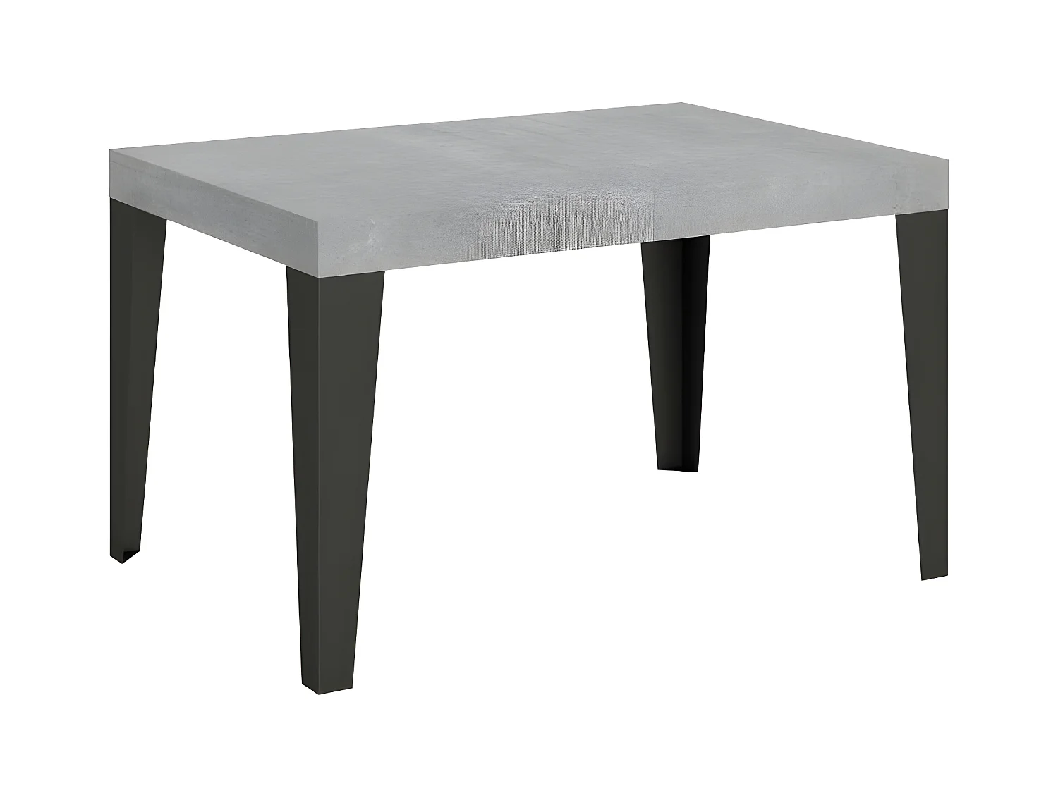 Table rectangulaire extensible 6 à 10 places L 130 à 234cm grise effet béton et pieds métal anthracite Flavio