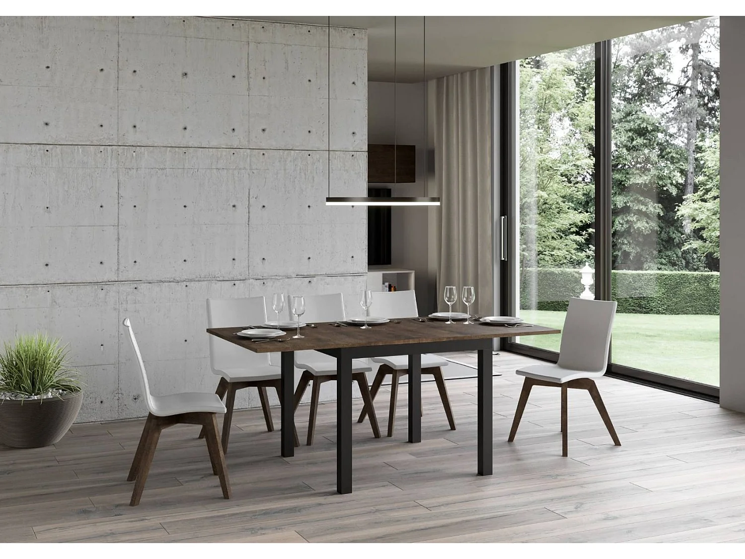 Mesa plegable pequeña cuadrada 90x90/180 cm Dova-Color Marrón