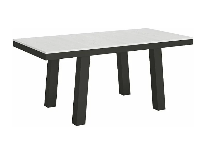 Table extensible 8 à 20 places L 180 à 440cm blanc et cadre métal anthracite Bidy