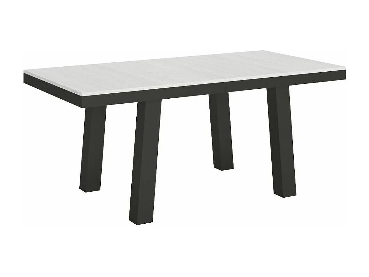 Table extensible 8 à 20 places L 180 à 440cm blanc et cadre métal anthracite Bidy