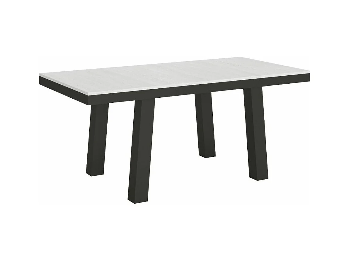 Mesa extensible Bidy de 8 a 20 plazas L 180 a 440 cm estructura de metal blanco y antracita