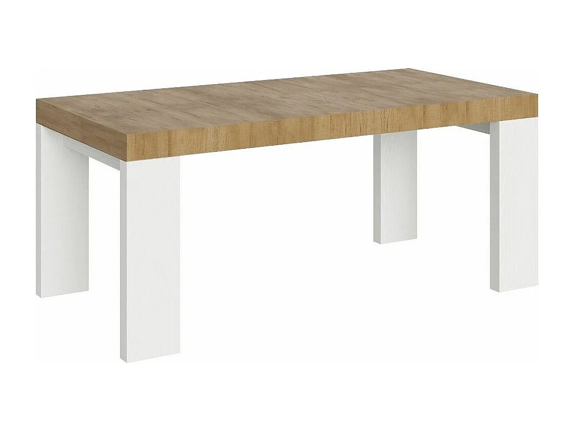 Table rectangulaire extensible bois clair et blanc 180 à 440cm Ribo-Support 4 pieds