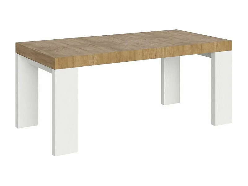 Table rectangulaire extensible bois clair et blanc 180 à 440cm Ribo-Support 4 pieds