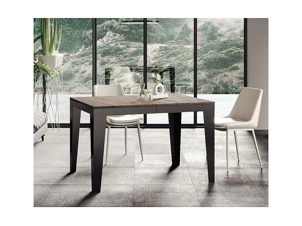 Mesa de comedor extensible evolución Flavio-Color Marrón-Ancho extensible