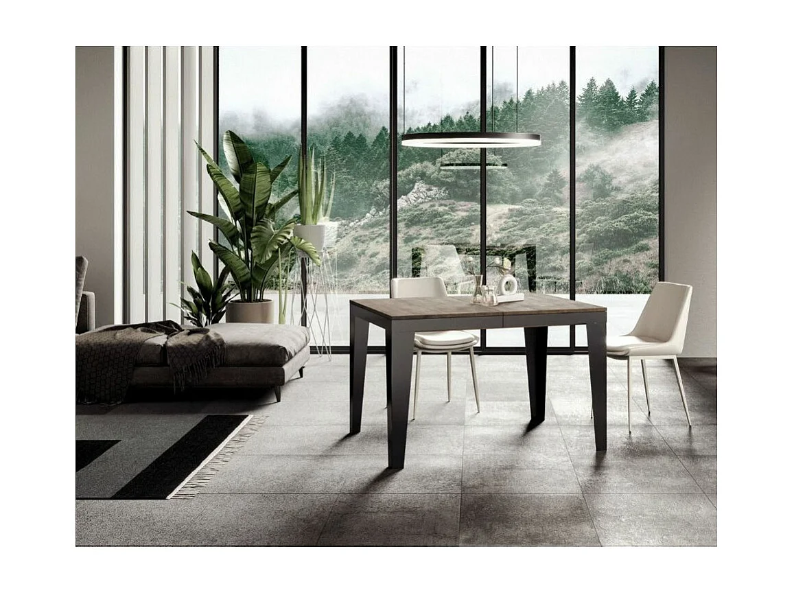 Mesa de comedor extensible evolución Flavio-Color Marrón-Ancho extensible
