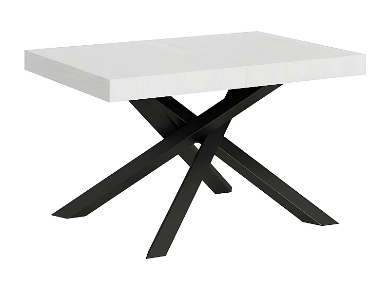 Table extensible 4 à 10 personnes blanche et pieds entrelacés anthracite L 130 à 234cm Artemis