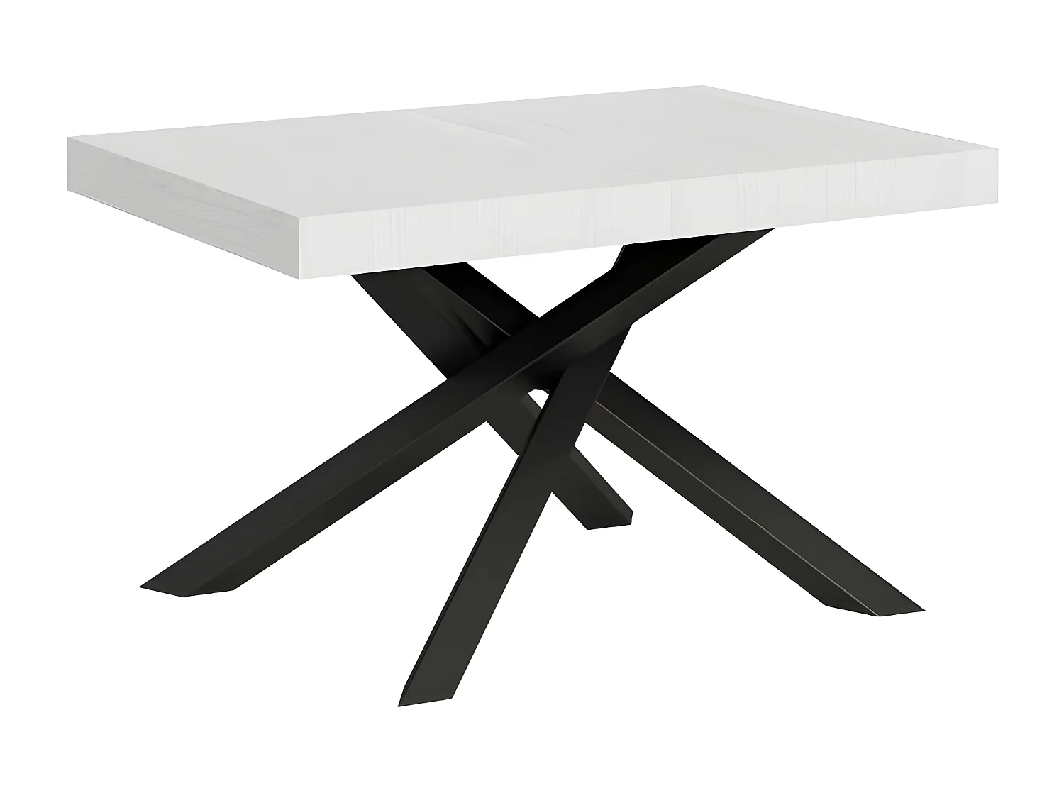 Table extensible 4 à 10 personnes blanche et pieds entrelacés anthracite L 130 à 234cm Artemis