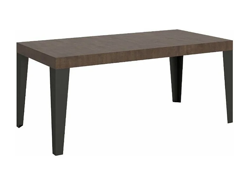 Table rectangulaire extensible 6 à 20 places L 160 à 420cm noyer et pieds métal anthracite Flavio