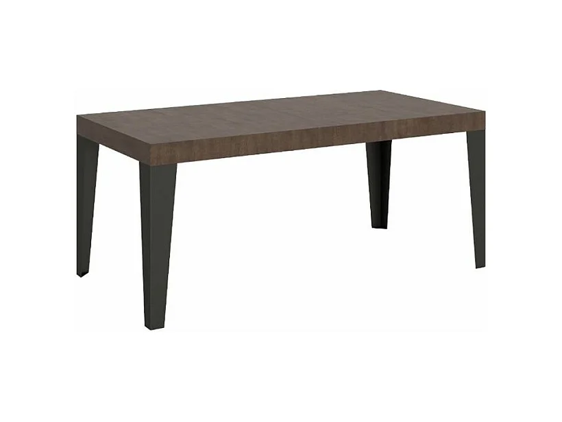Table rectangulaire extensible 6 à 12 places L 160 à 264cm noyer et pieds métal anthracite Flavio