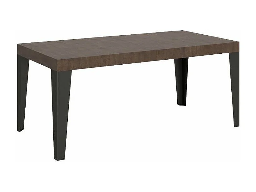 Table rectangulaire extensible 6 à 12 places L 160 à 264cm noyer et pieds métal anthracite Flavio
