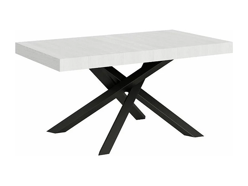 Table extensible 4 à 18 personnes blanche et pieds entrelacés anthracite L 130 à 390cm Artemis