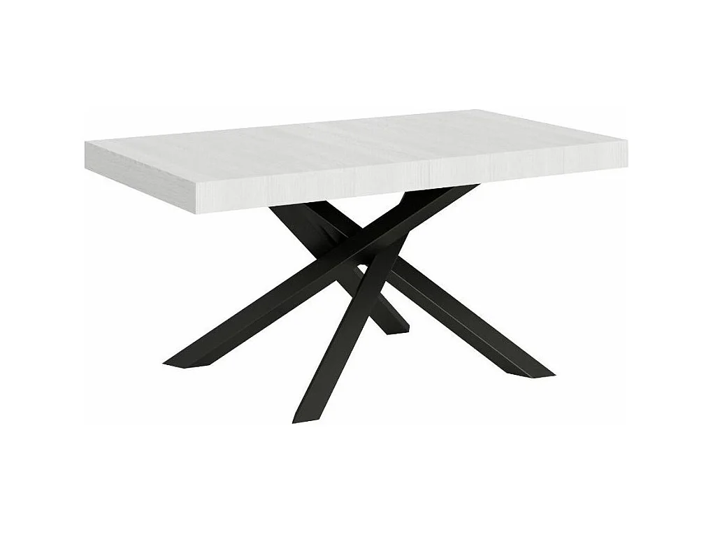 Table extensible 4 à 18 personnes blanche et pieds entrelacés anthracite L 130 à 390cm Artemis