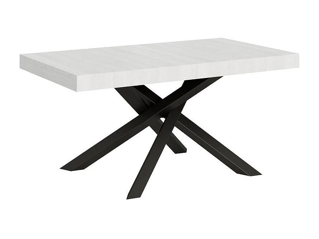 Table extensible 6 à 18 personnes blanche et pieds entrelacés anthracite L 160 à 420cm Artemis