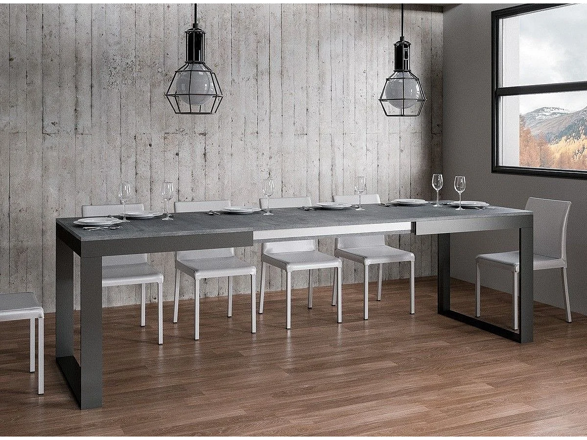 Uitschuifbare tafel 180 tot 284 cm donker hout en antraciet metaal Likro