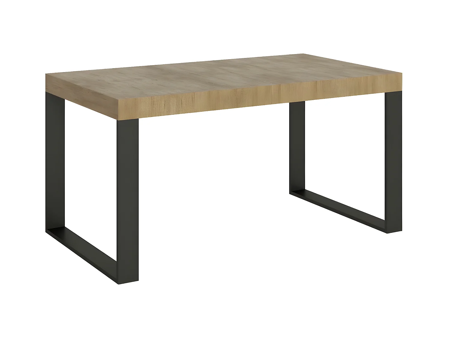 Table extensible 160 à 264cm bois clair et pieds métal anthracite Tiroz