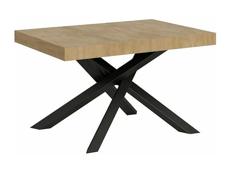 Mesa extensible de diseño con patas entrelazadas antracita Artemis-Color Natural-5 alargaderas finas-Ancho extensible