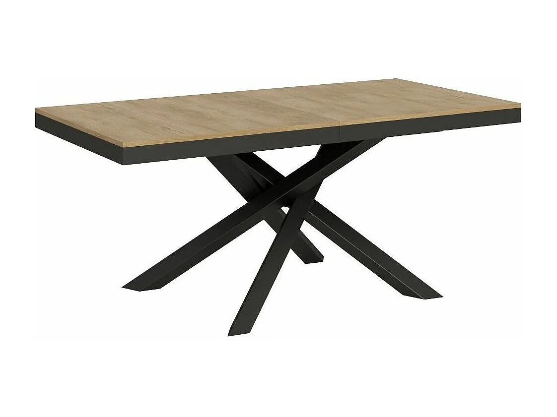 Mesa extensible de madera clara y estructura antracita 180/440 cm Klass