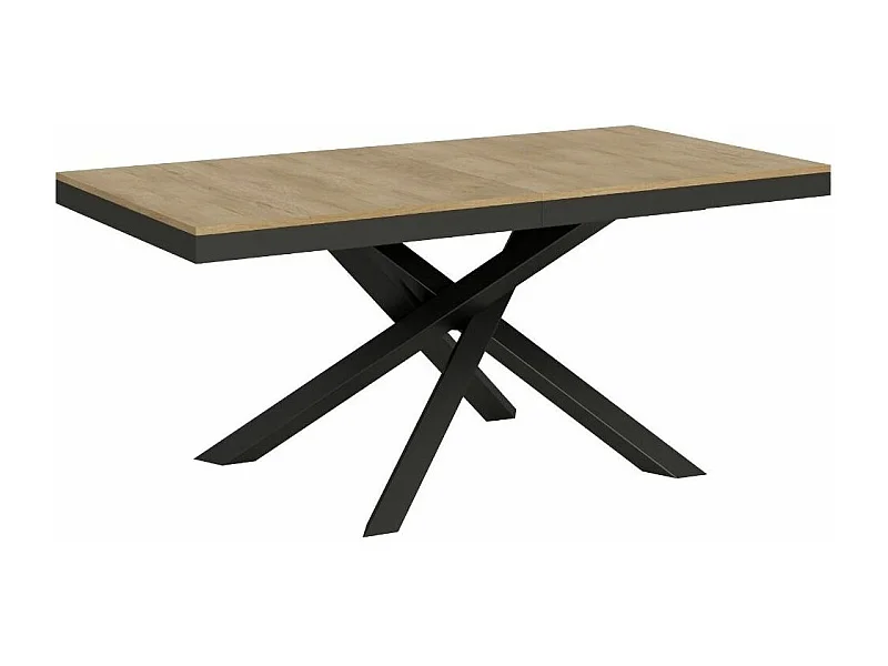Table extensible bois clair et cadre anthracite 180-440cm Klass