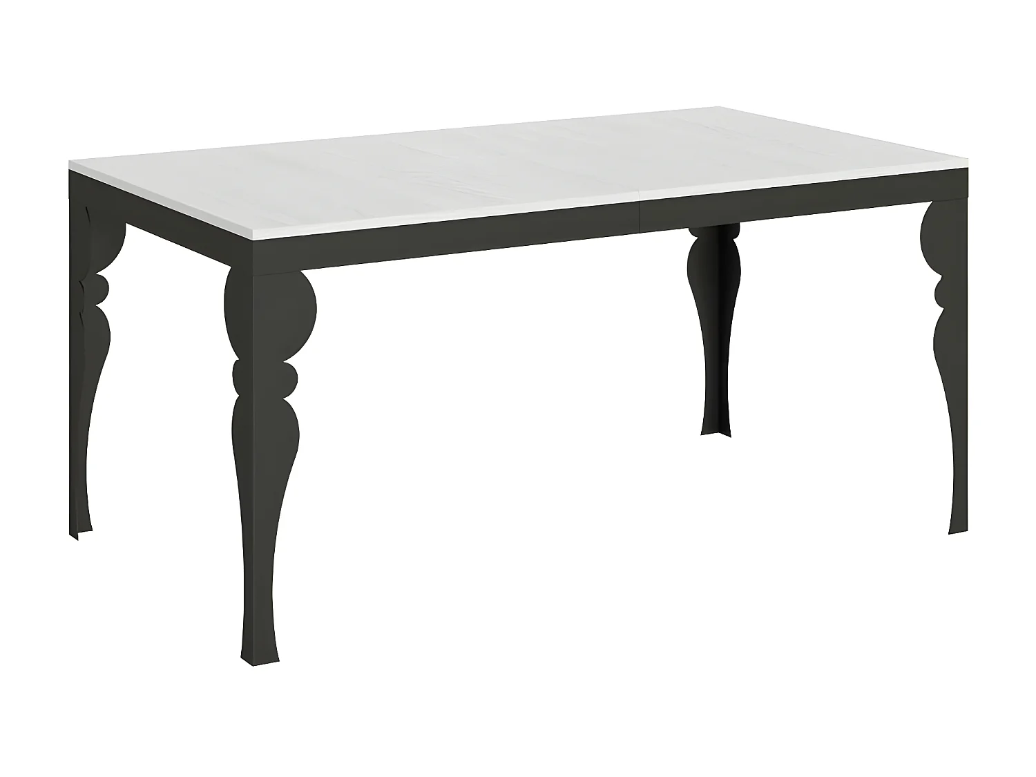 Table extensible 6 à 12 places L 160 à 264cm blanc et pieds gris foncé Patone