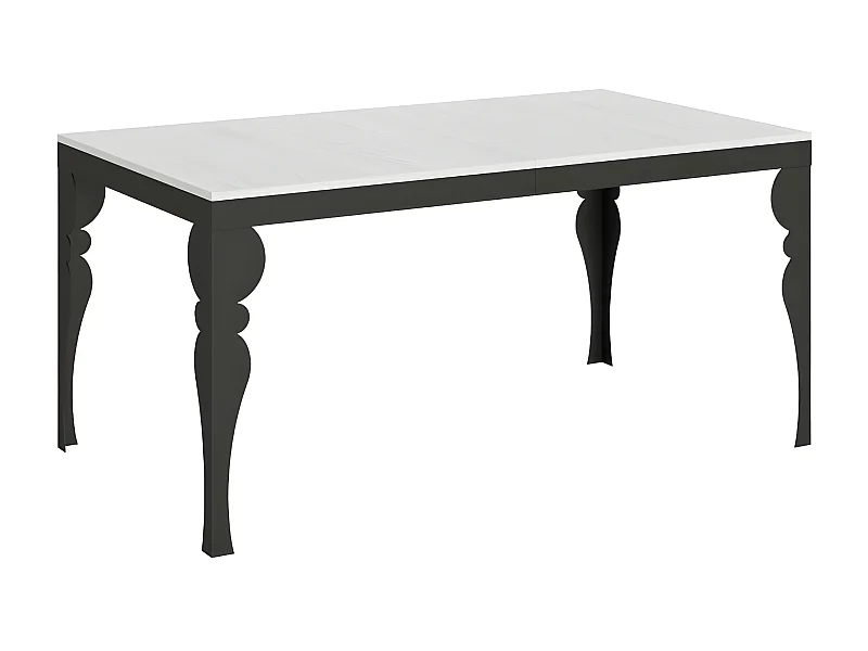 Table extensible 6 à 12 places L 160 à 264cm blanc et pieds gris foncé Patone
