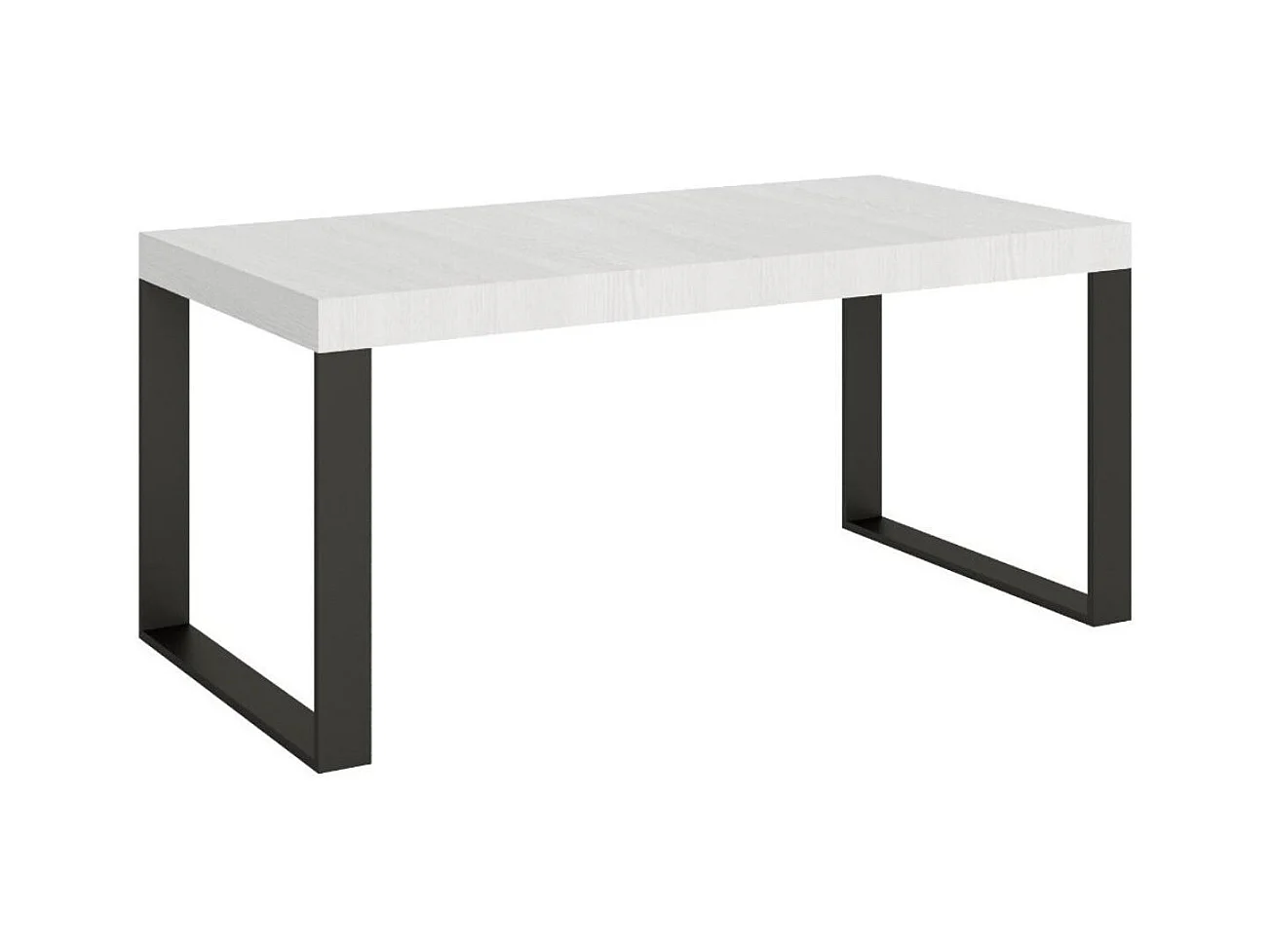 Grande table extensible 180 à 440cm blanche et pieds métal anthracite Tiroz-Pied et support sur roulettes-5 rallonges fines