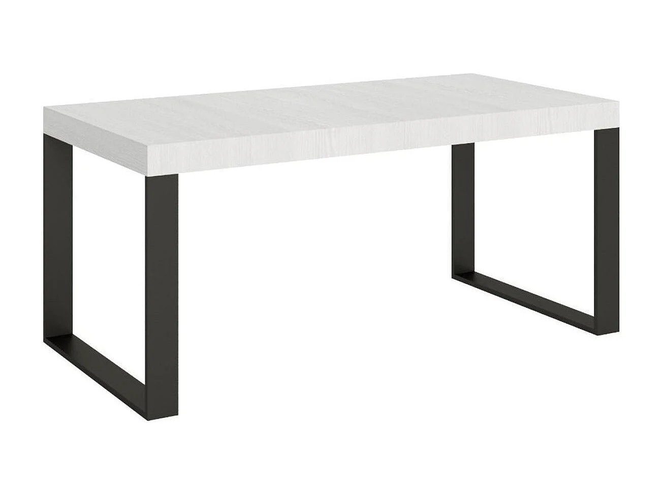 Grande table extensible 180 à 440cm blanche et pieds métal anthracite Tiroz-Pied et support sur roulettes-5 rallonges fines