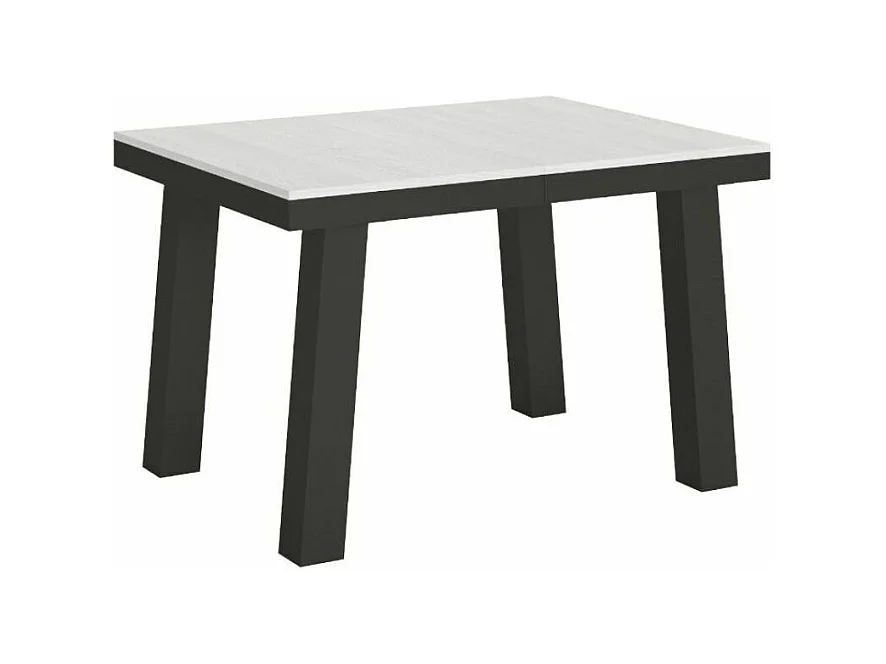 Table extensible 6 à 16 places L 120 à 380cm blanc et cadre métal anthracite Bidy