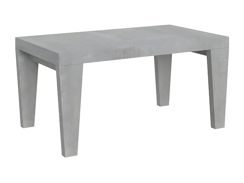 Mesa de comedor extensible de madera Kristo patas en V-Color Gris cemento-Soporte 4 pies-5 alargaderas finas-Ancho extensible