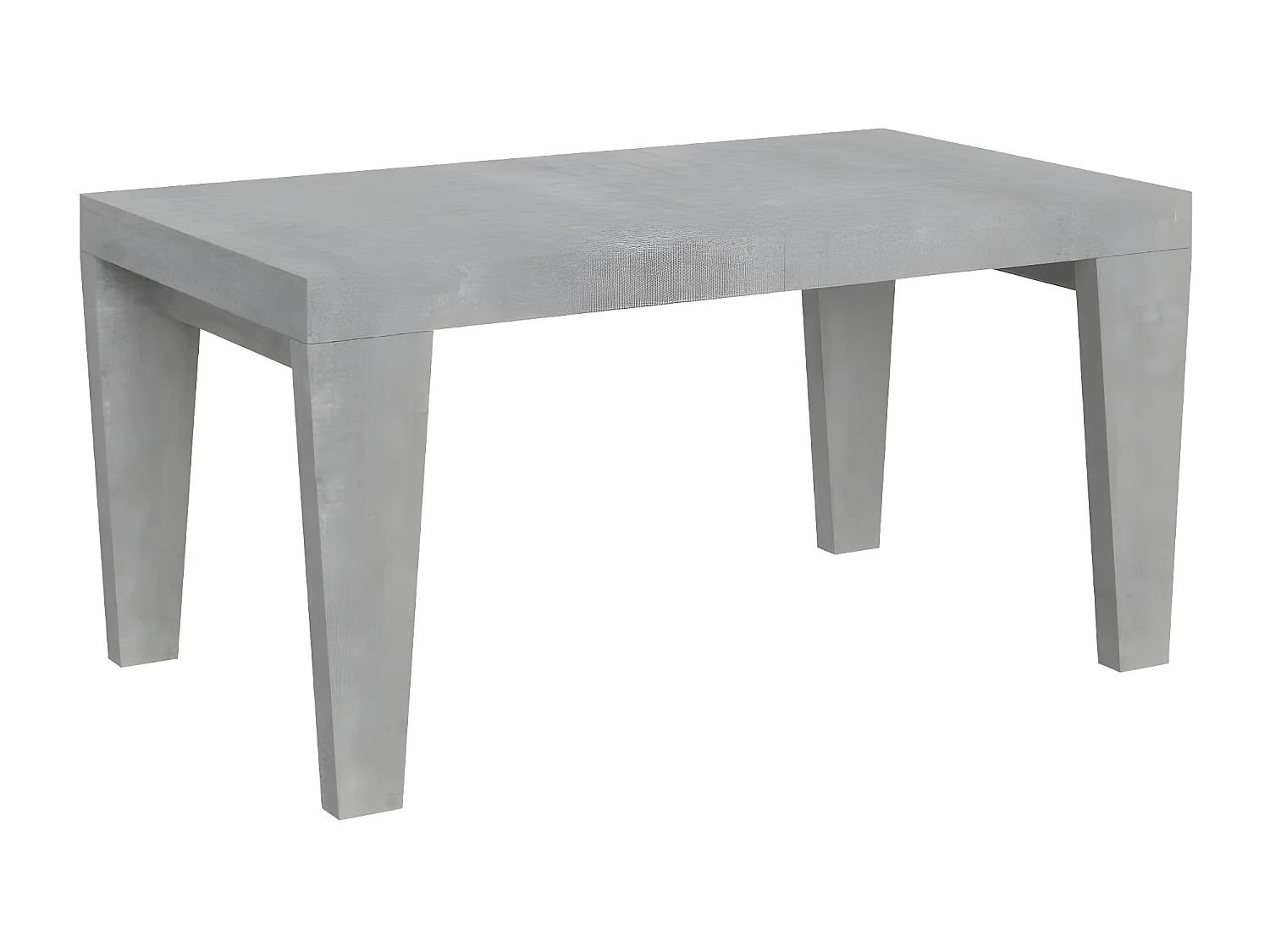 Mesa de comedor extensible de madera Kristo patas en V-Color Gris cemento-Soporte 4 pies-5 alargaderas finas-Ancho extensible