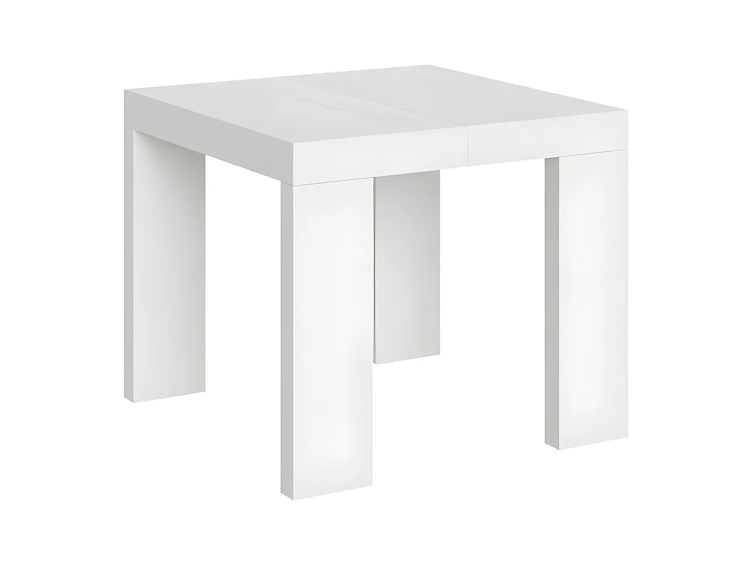 Petite table carrée extensible 90 à 246cm bois blanc Ribo