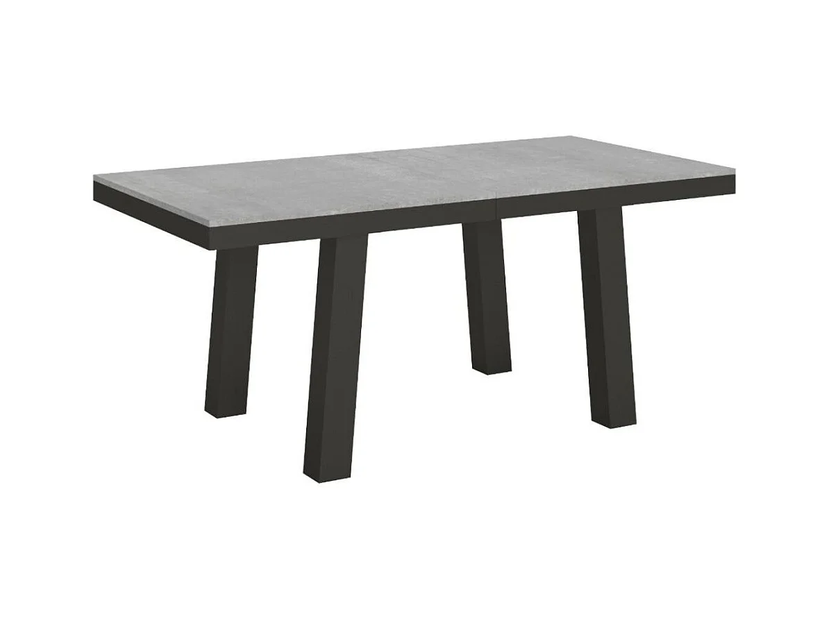 Table extensible 8 à 20 places L 180 à 440cm gris béton et cadre métal anthracite Bidy