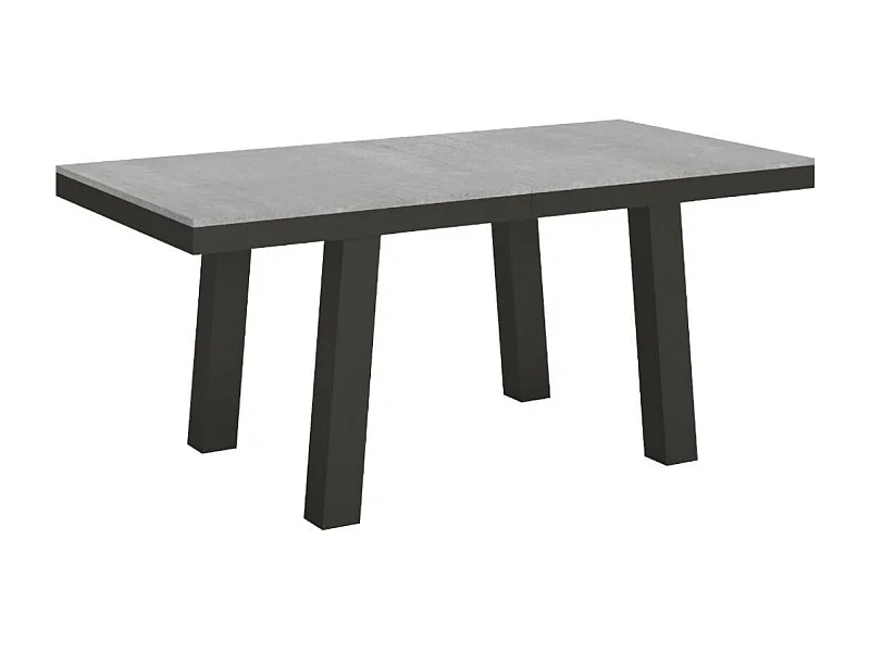 Table extensible 8 à 20 places L 180 à 440cm gris béton et cadre métal anthracite Bidy