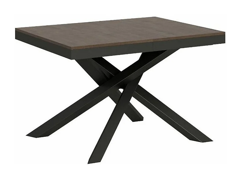 Petite table extensible bois foncé et cadre anthracite 120-224cm Klass