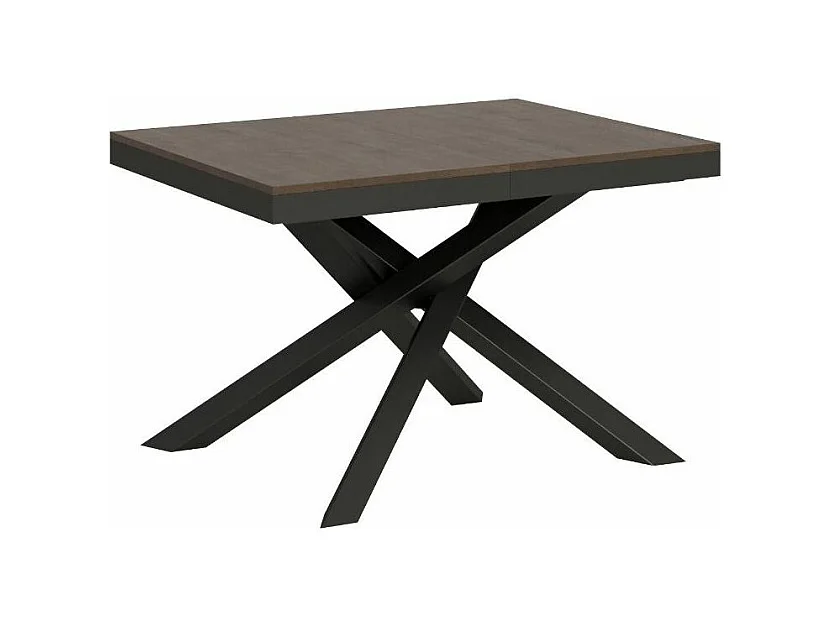 Petite table extensible bois foncé et cadre anthracite 120-224cm Klass