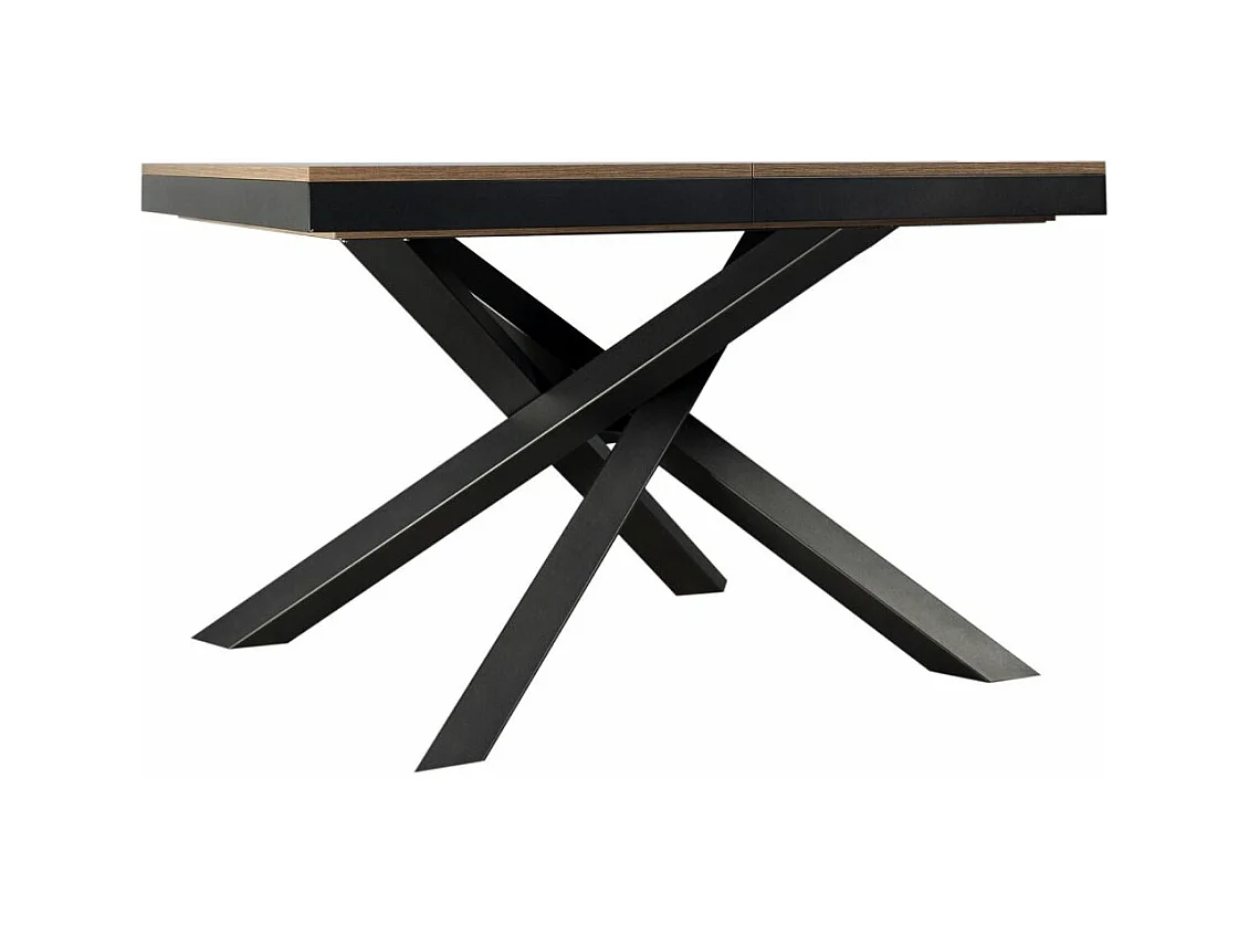 Kleine uitschuifbare donkerhouten tafel en antraciet frame 120/224 cm Klass
