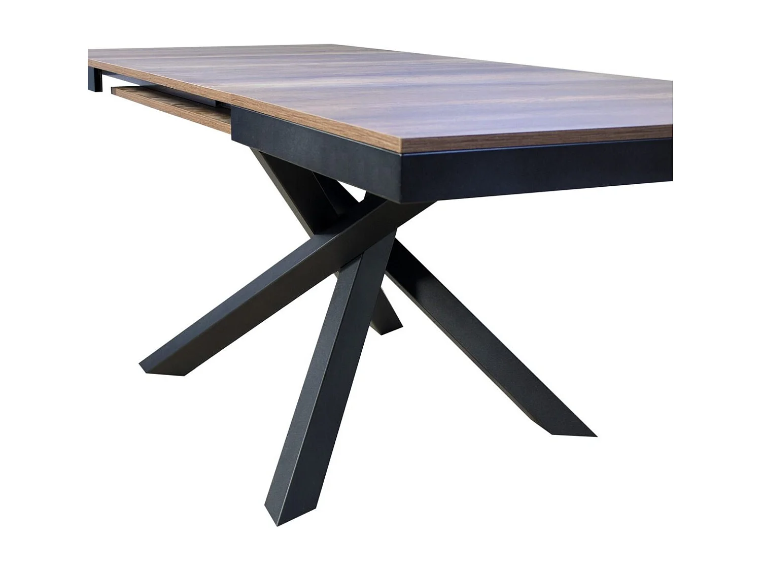 Petite table extensible bois foncé et cadre anthracite 120-224cm Klass