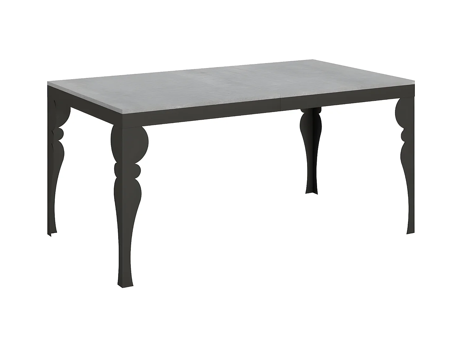 Table extensible 6 à 12 places L 160 à 264cm gris ciment et pieds gris foncé Patone