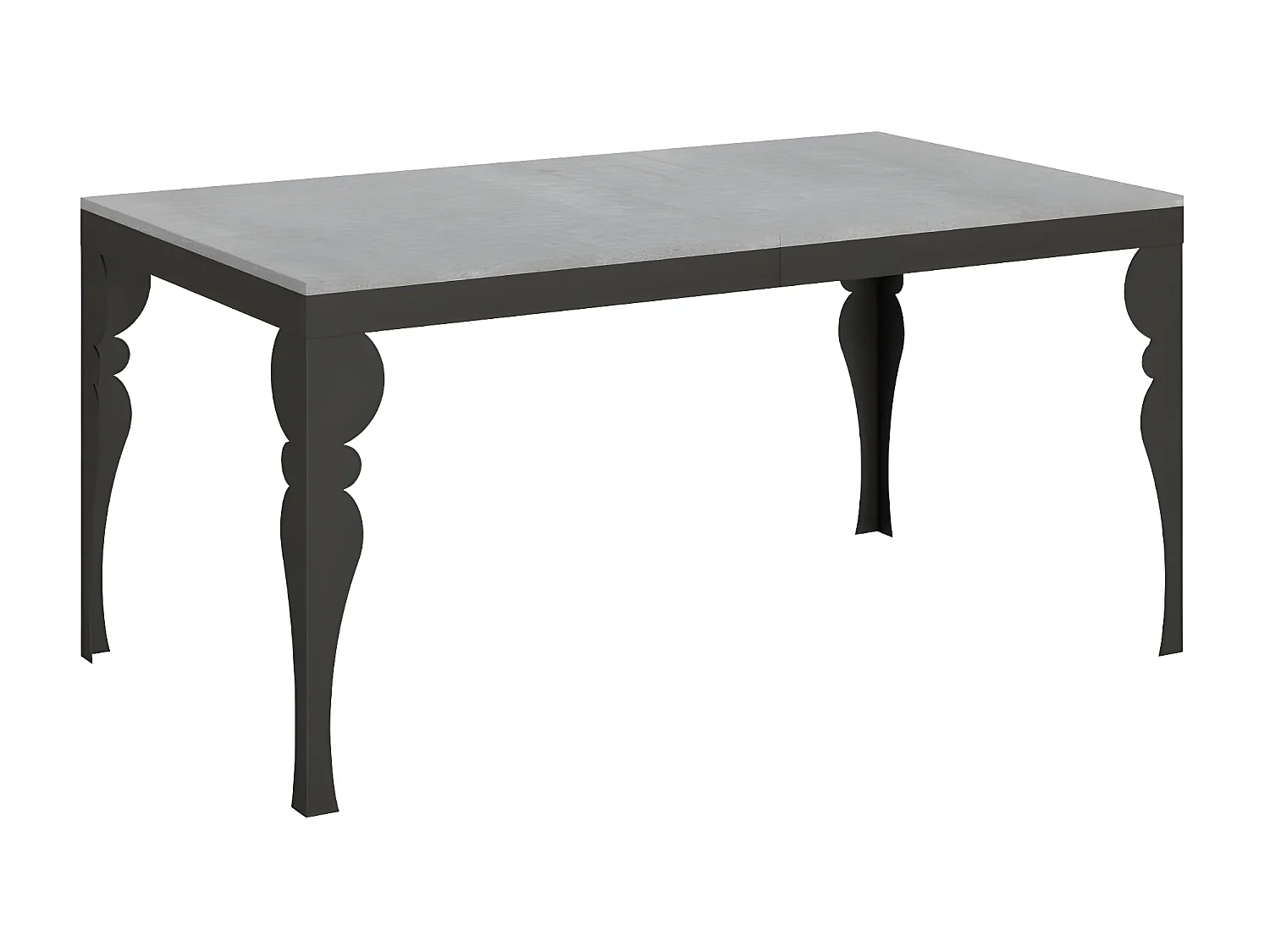 Table extensible 6 à 12 places L 160 à 264cm gris ciment et pieds gris foncé Patone