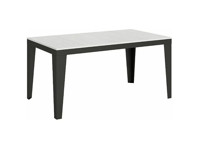 Table rectangulaire extensible 6 à 20 places L 160 à 420cm blanc et pieds acier gris foncé Flavien