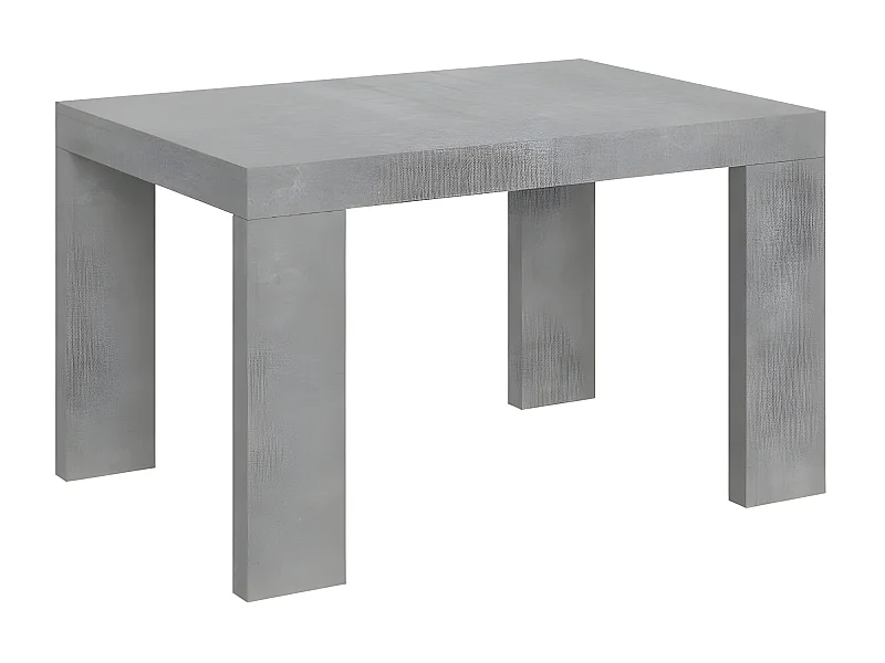 Mesa de comedor extensible de madera Ribo-Color Gris cemento-Base y soporte con ruedas-Alargaderas -Ancho extensible