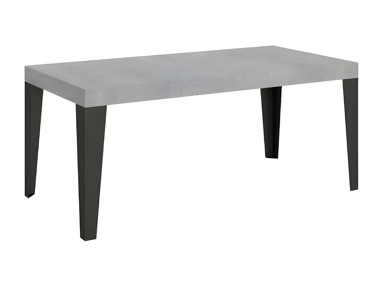 Table rectangulaire extensible 8 à 20 places L 180 à 440cm gris effet béton et pieds métal anthracite Flavio
