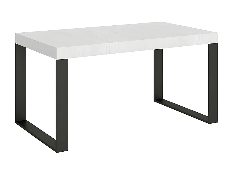 Uitschuifbare tafel 160 tot 264 cm wit en antraciet metalen poten Tiroz