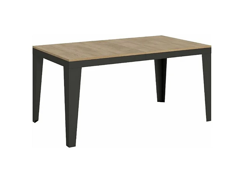 Table rectangulaire extensible 6 à 20 places L 160 à 420cm bois clair et pieds acier gris foncé Flavien