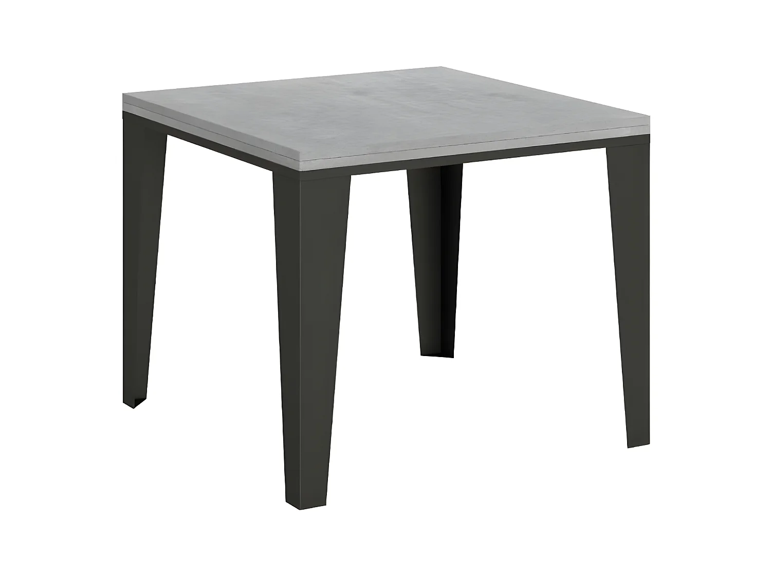 Vierkante uitschuifbare tafel 4 tot 6 plaatsen L 90 tot 180 cm betongrijs hout en antraciet metalen poten Librio